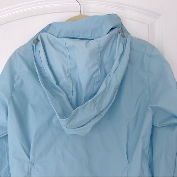 NWT! Columbia Light Blue Hooded Waterproof Jacket Zip Pockets Packable Travel XS - Picture 7 of 7